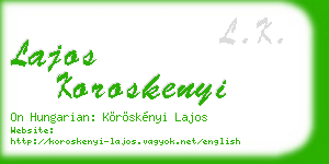 lajos koroskenyi business card