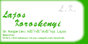 lajos koroskenyi business card